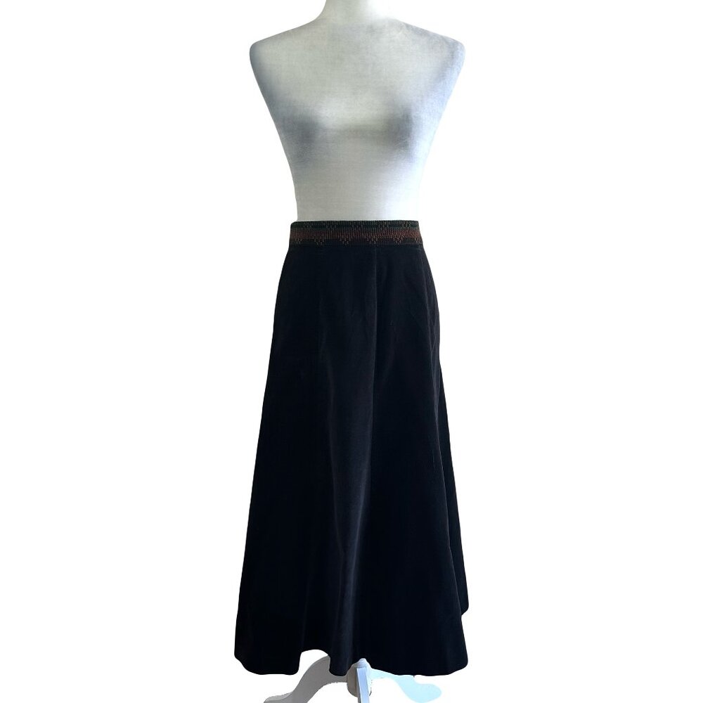 Miura USA Vtg 70s Brown Velvet A-line Skirt
